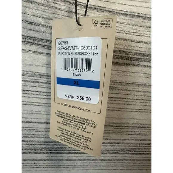 Scotch & Soda XL Extra Large Short sleeve Black White Striped Tshirt - Picture 5 of 5